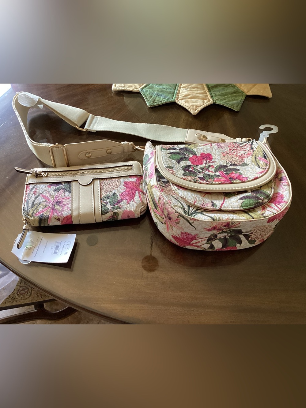 Beautiful Time and True Riverdale print Crossbody saddlebag and wallet . New!